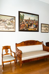 Contemporary artwork displayed outside the prime minister's office
