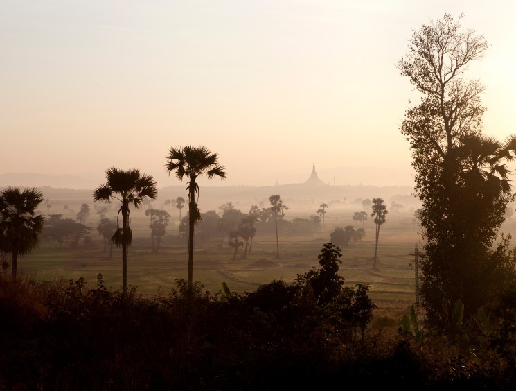 A view of Uppatasanti Pagoda, modelled on Rangoon’s famous Shwedagon Pagoda