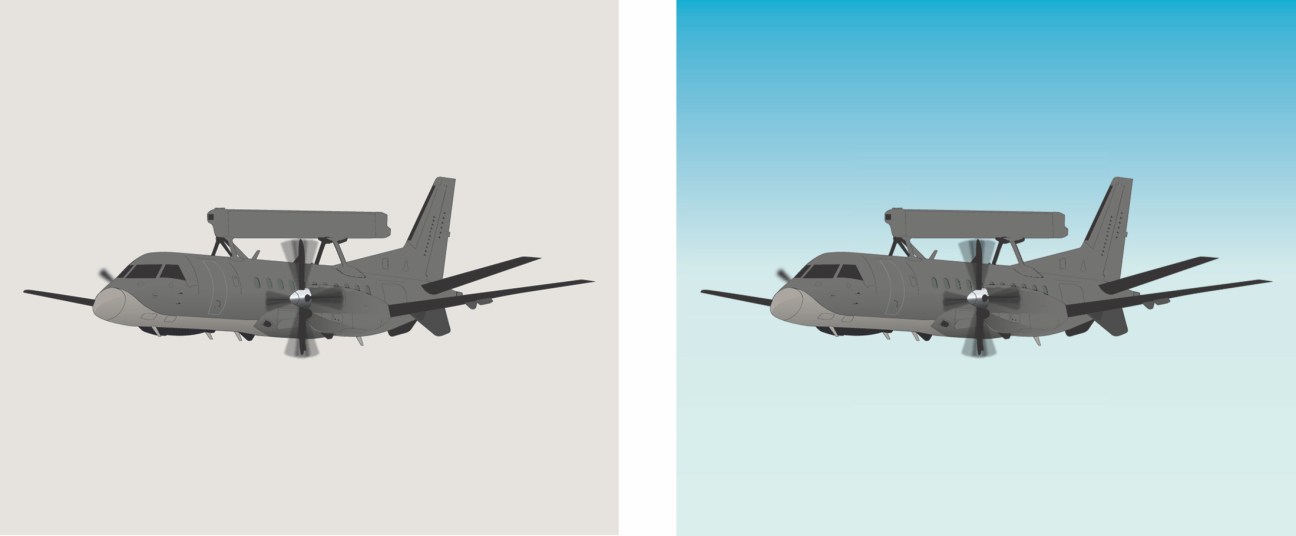 Aircraft with radar system mounted on top