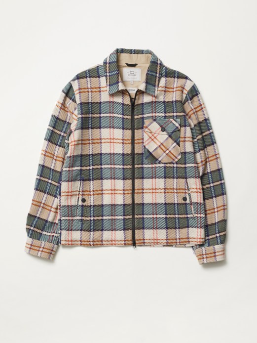 Plaid wool jacket with pockets displayed on neutral background