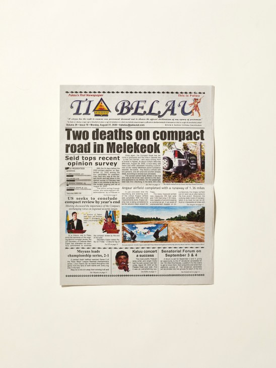 Front page or cover of Tia Belau newspaper from Pacific island nation of Palau