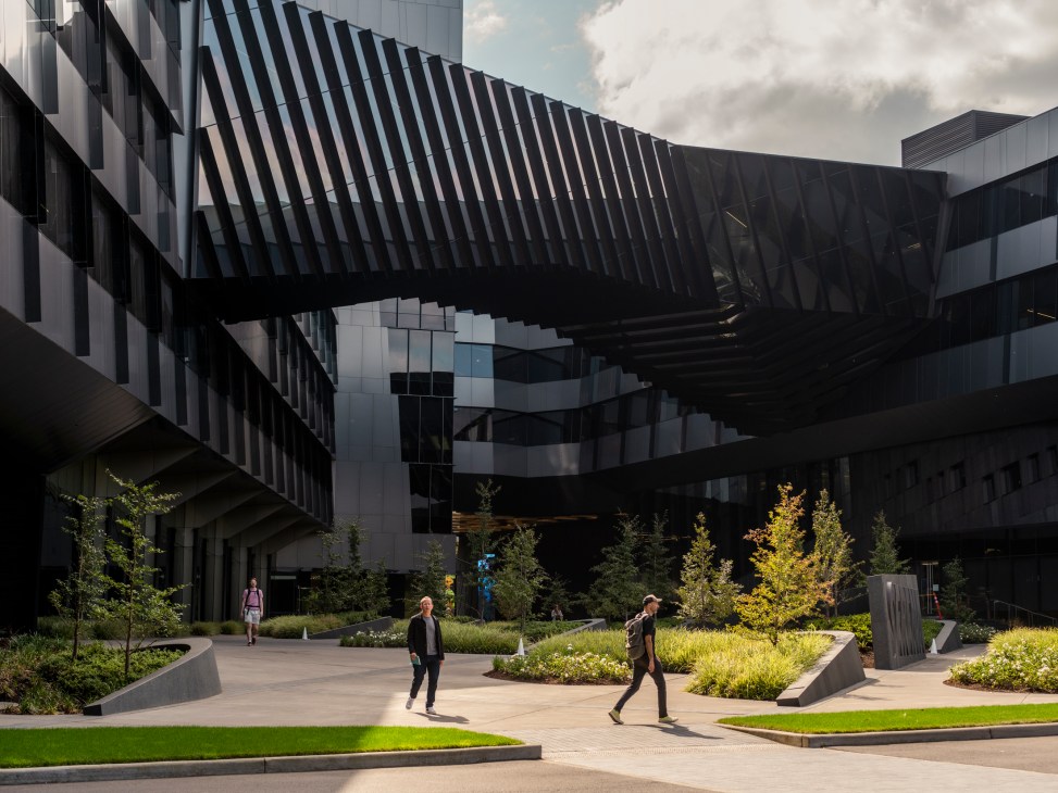 Modern architectural exterior of the new Serena Williams Building designed by Portland-based Skylab