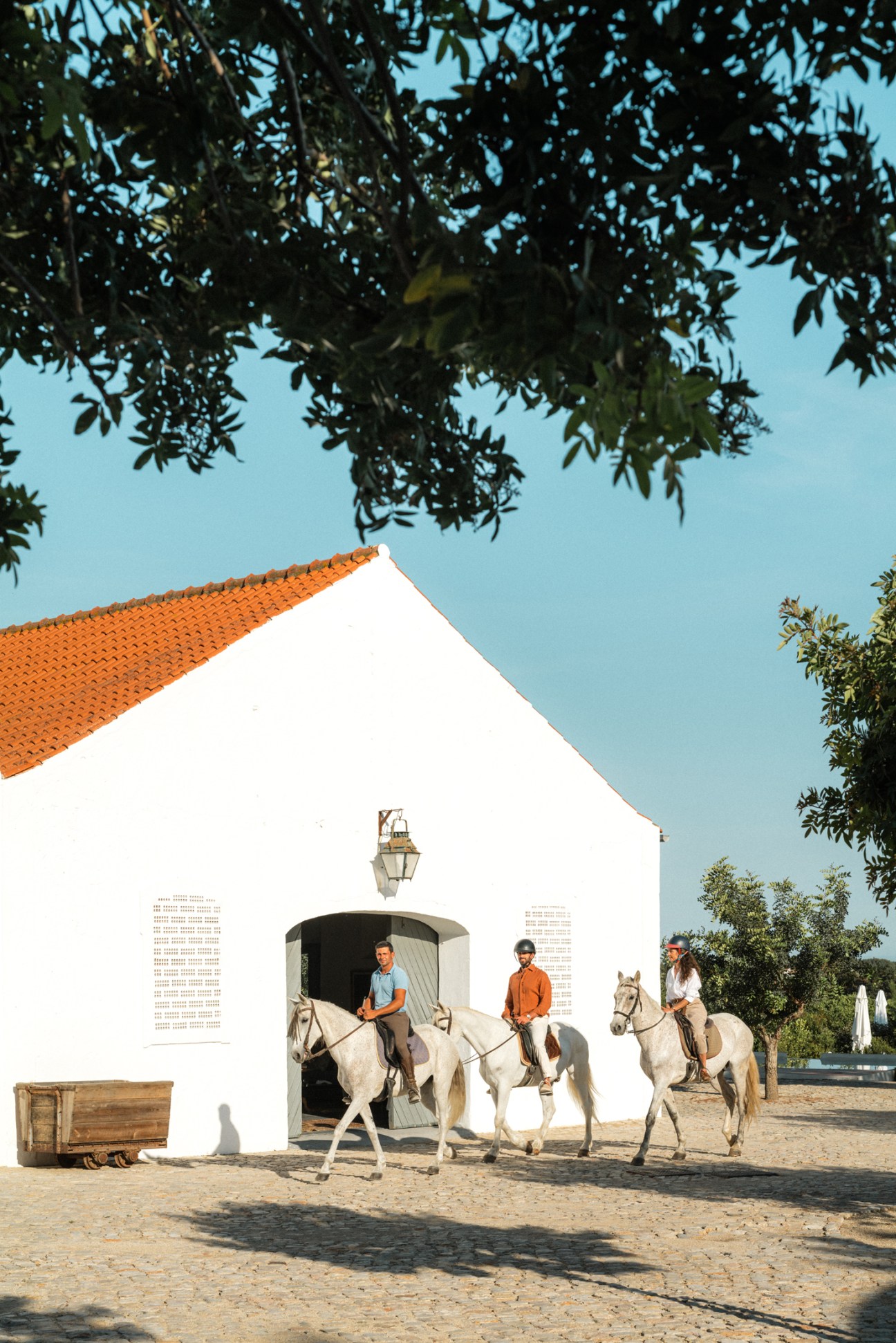 Guests enjoying horseback riding on the property