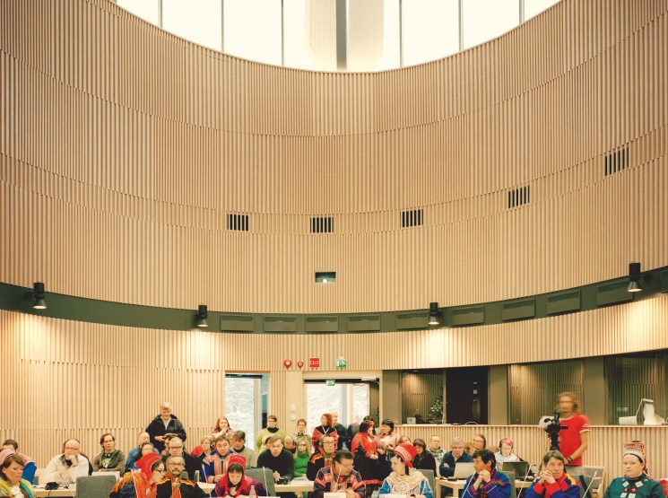 Inside the Sámi parliament in Inari, northern Finland