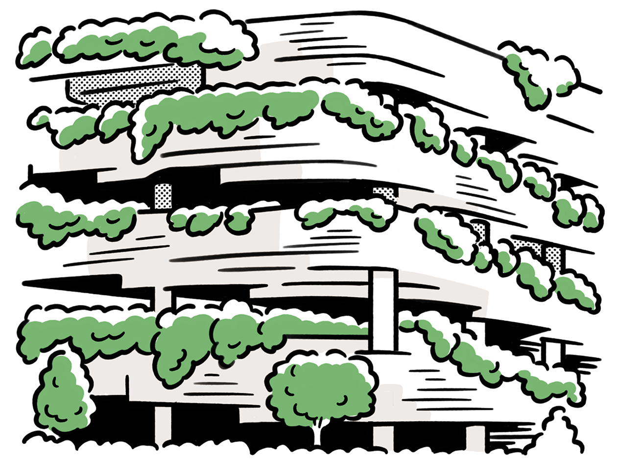 Illustration showing vegetation in development projects