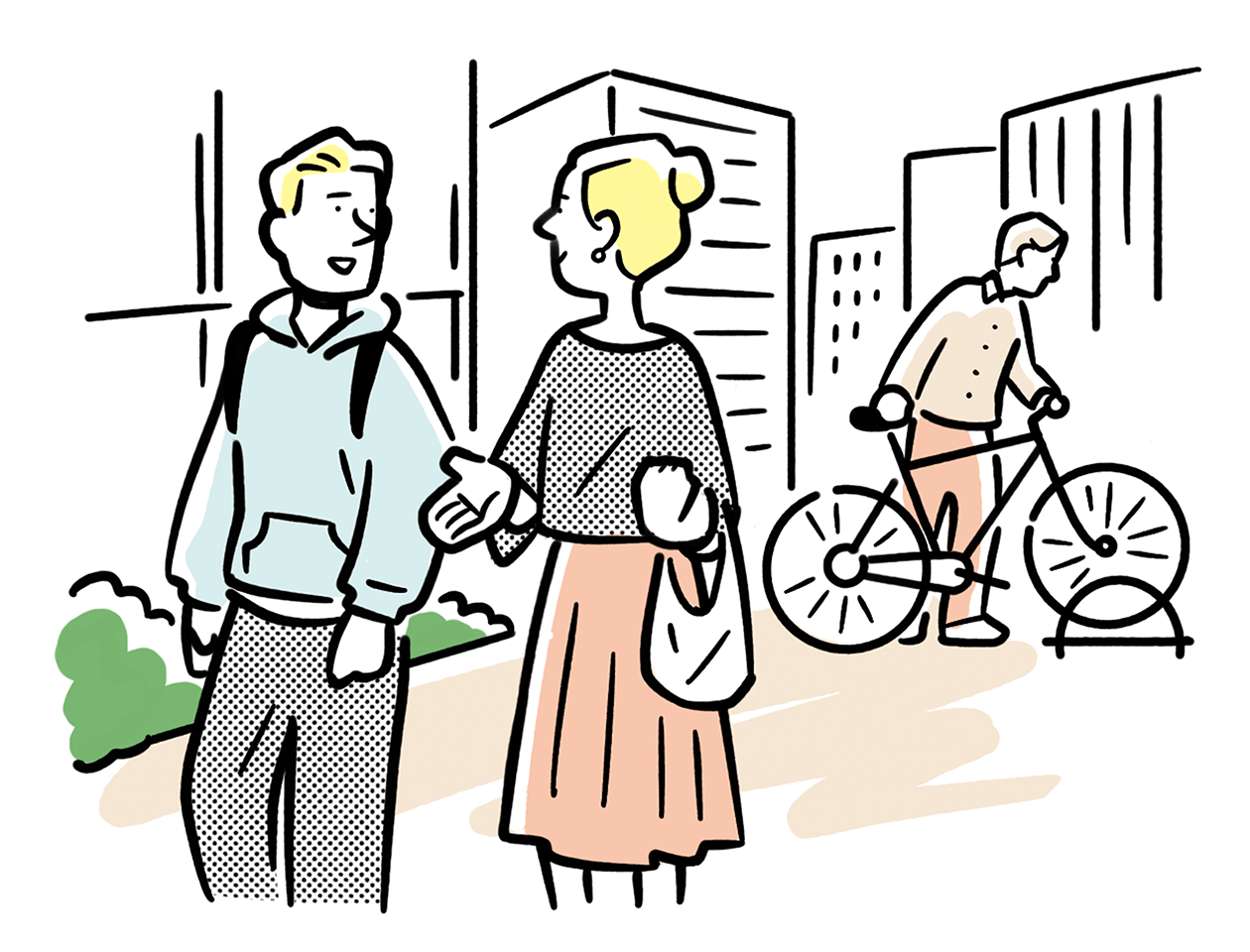 Illustration showing walkability concept in development