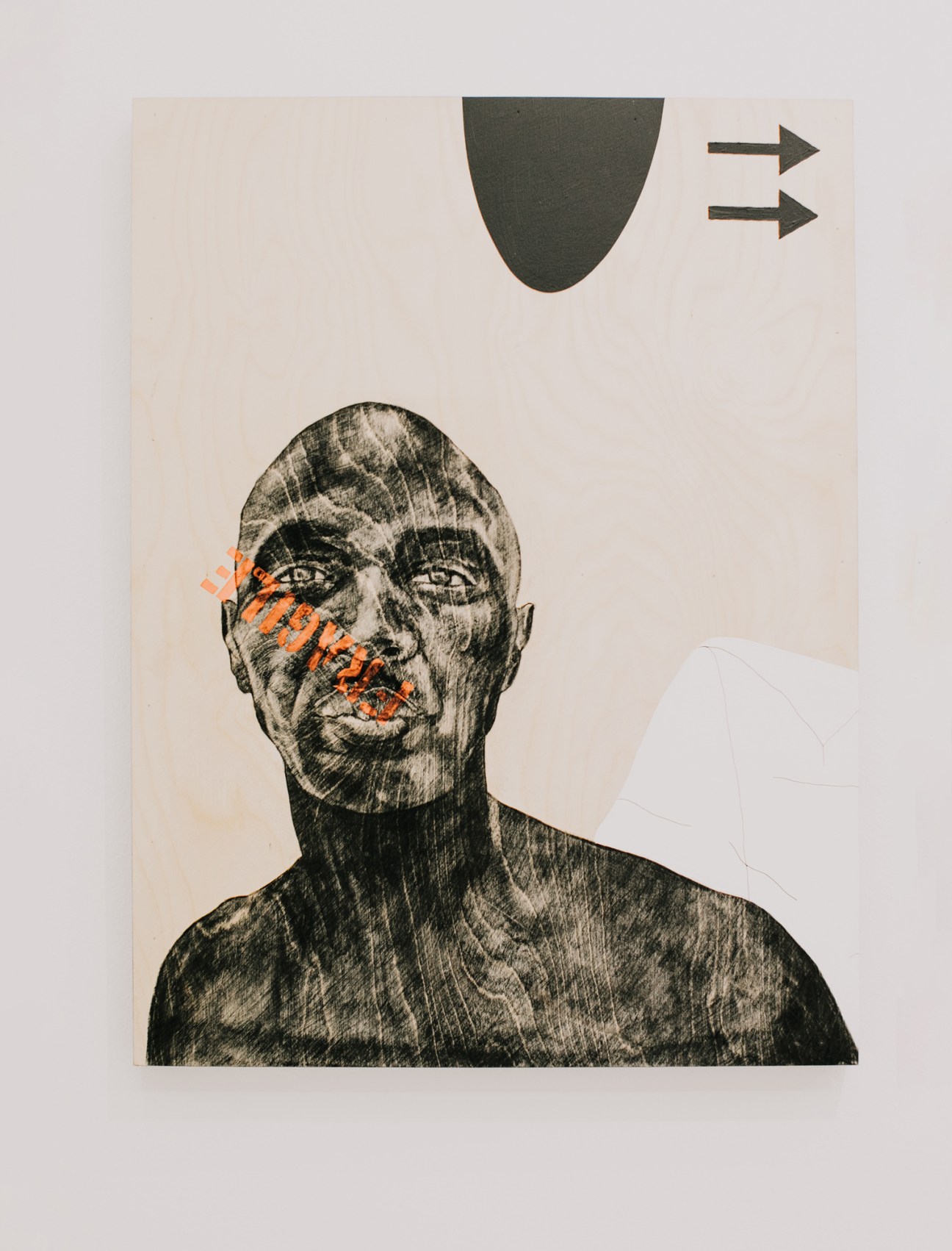 Contemporary artwork displayed on white gallery wall
