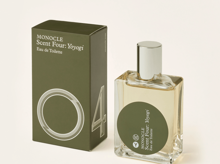 Comme des Garçons x Monocle Scent Four: Yoyogi perfume bottle with minimalist packaging
