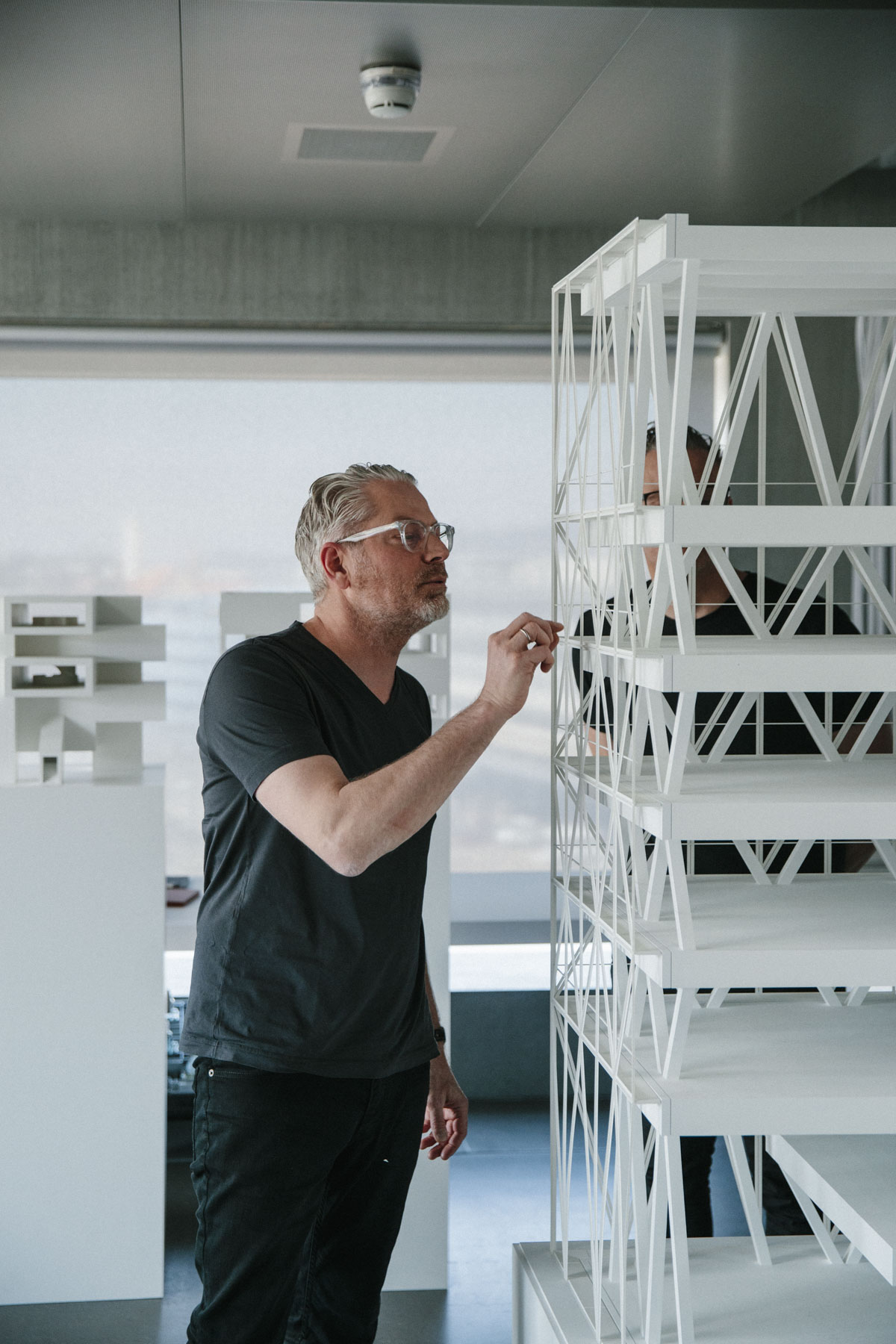 Wim Eckert examines the model of the 'Taz' building