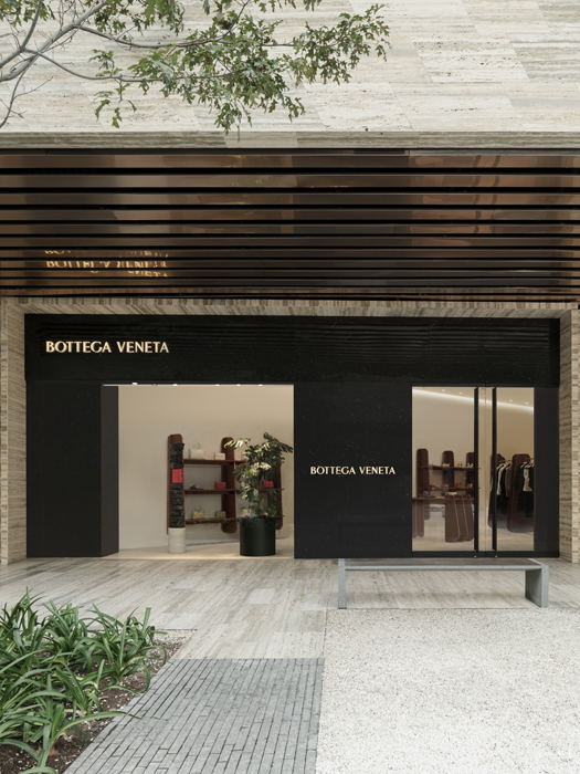 Interior view of Bottega Veneta boutique in Mexico City showing modern retail design elements