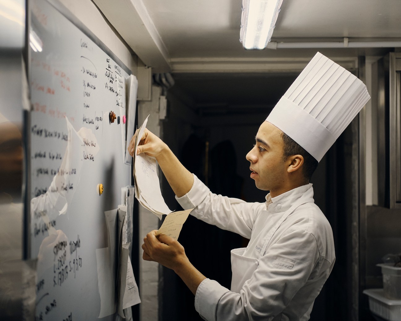 Narrow kitchen space of Grancaffè Quadri