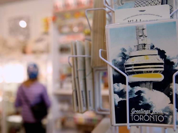 Postcards in a shop in Toronto.