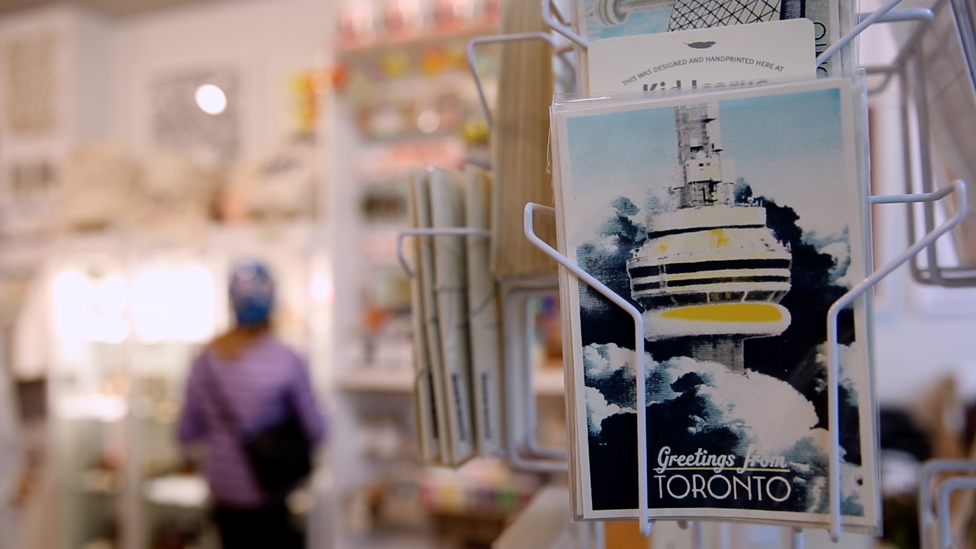 Postcards in a shop in Toronto.
