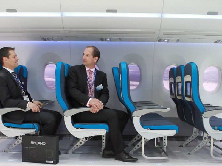 Businessmen sitting in a plane set.