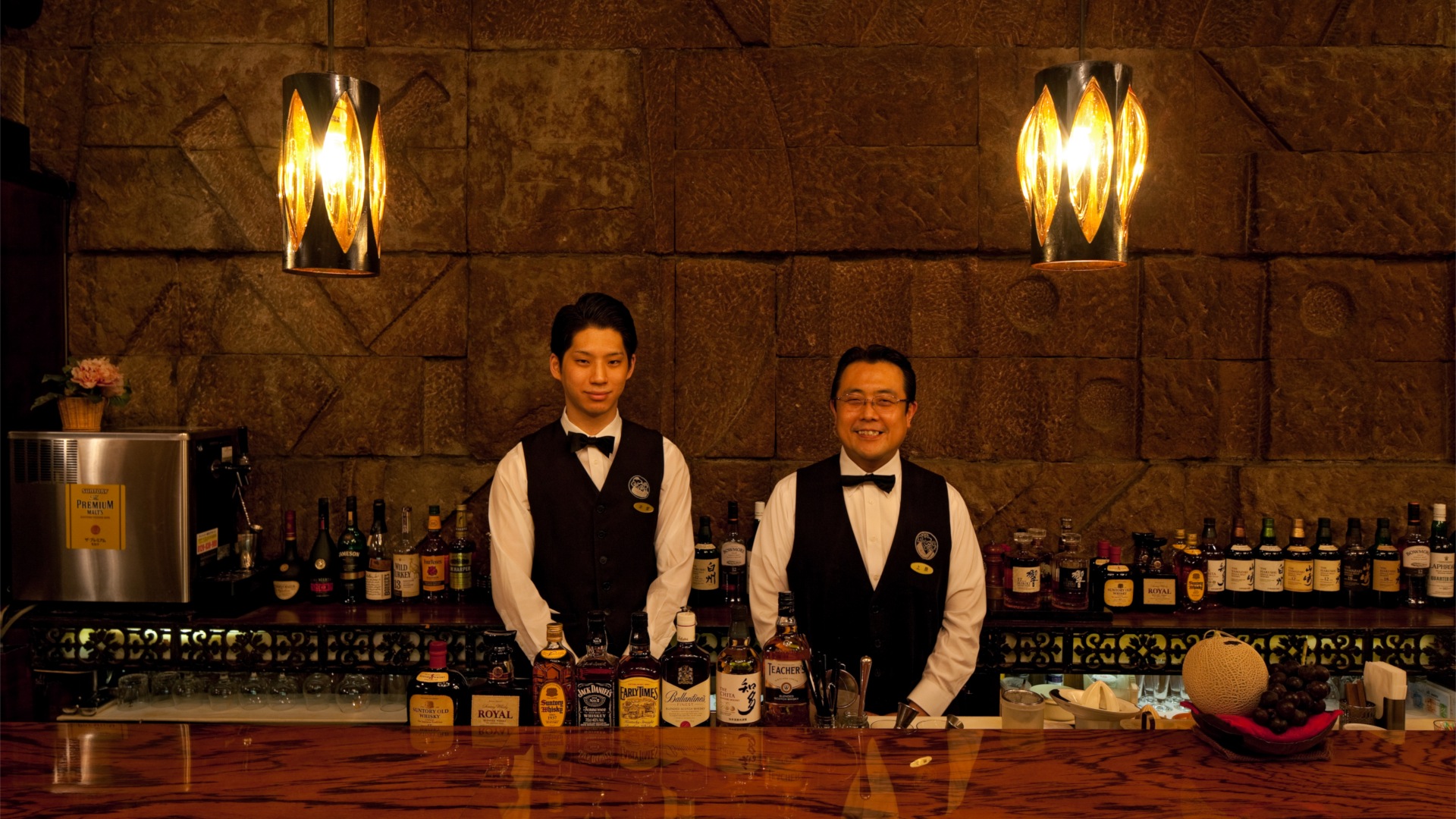 Staff at a Japanese bar.