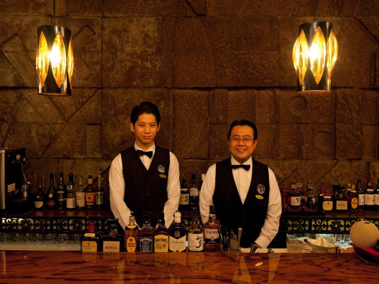 Staff at a Japanese bar.