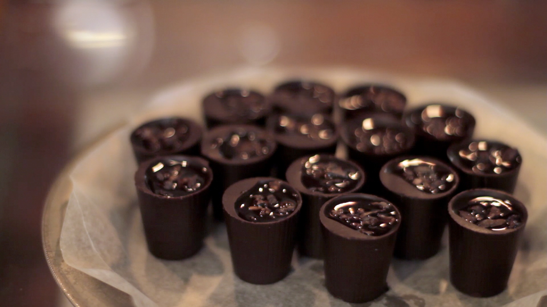 Chocolates served on a plate.