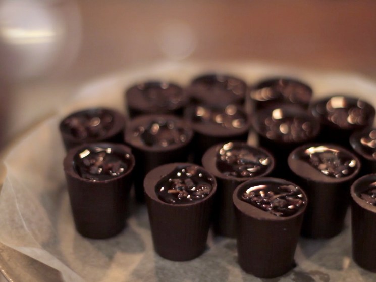 Chocolates served on a plate.