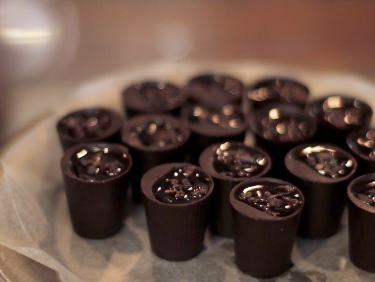 Chocolates served on a plate.