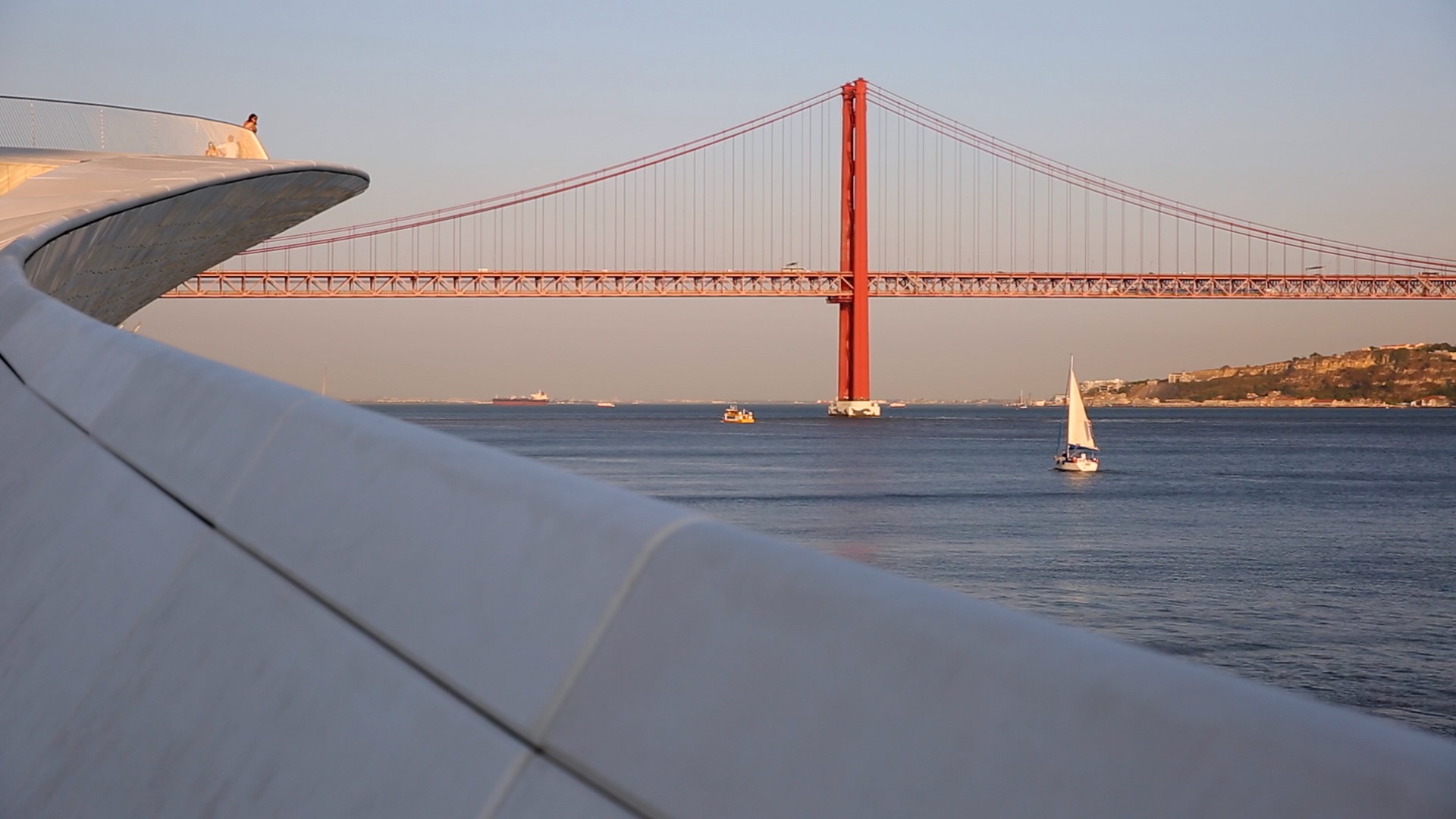 The Ponte 25 de Abril bridge over Rio Tejo in Lisbon.