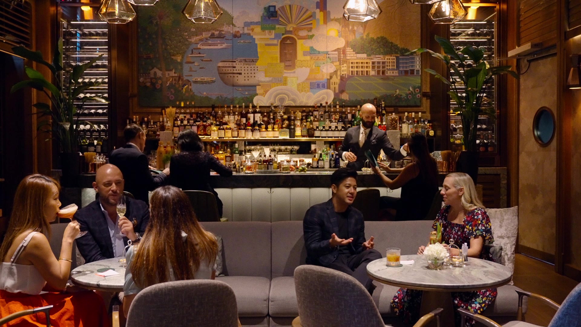 Bar with people drinking.