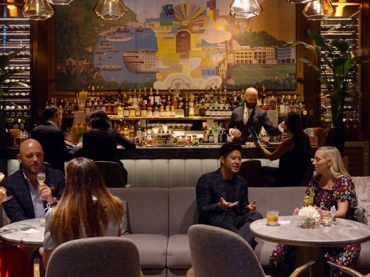 Bar with people drinking.