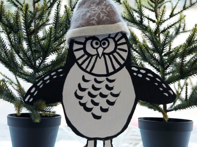 Monochan with Christmas trees.