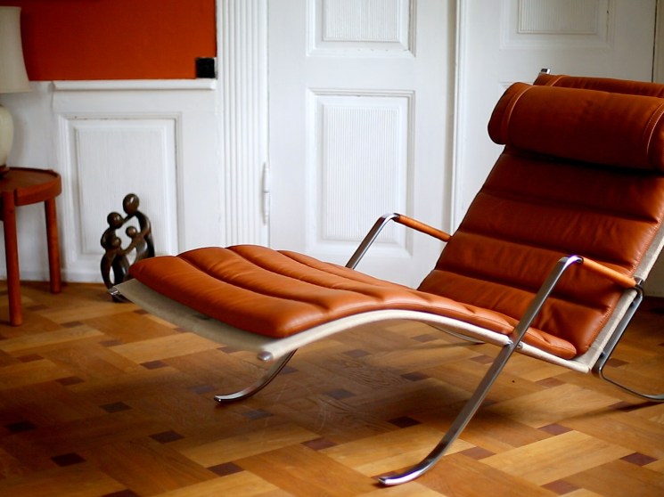 A leather lounge chair.