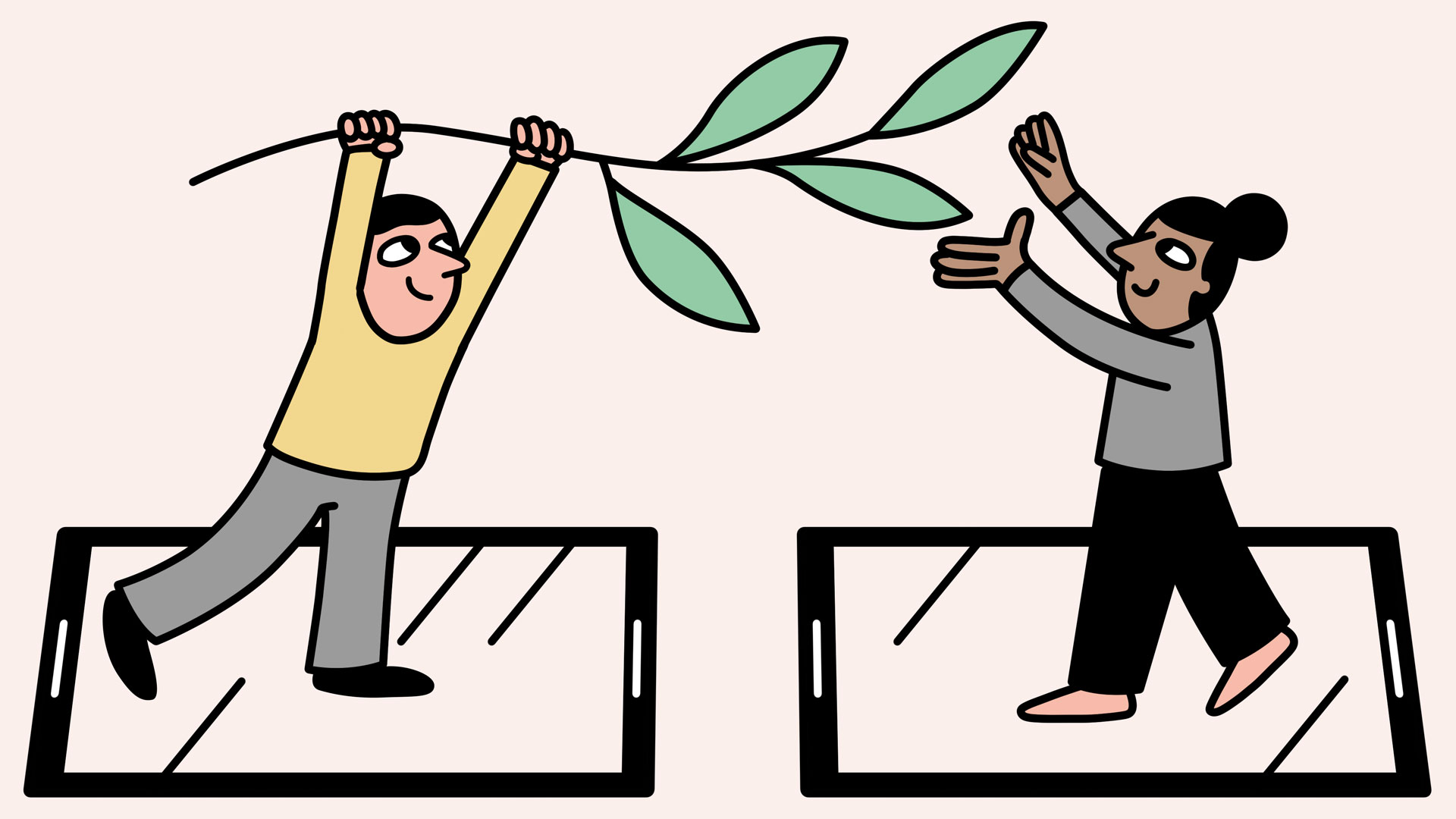 An illustration of two people reconciling