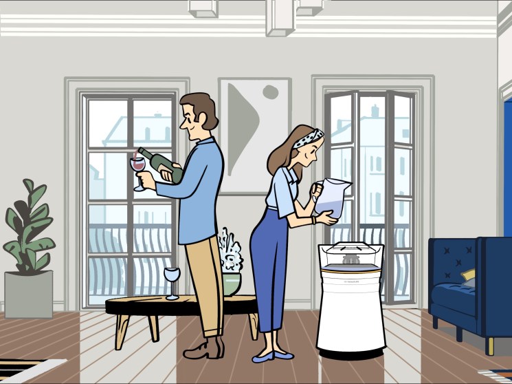 A woman filling an air purifier.