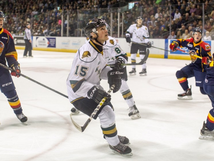 Ice hockey players in London, Ontario.