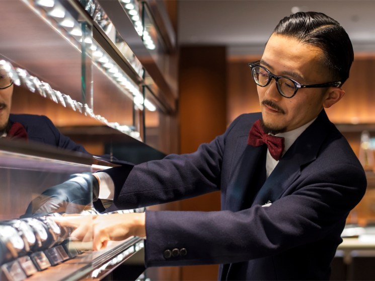 A shop assistant at Isetan mall in Tokyo.