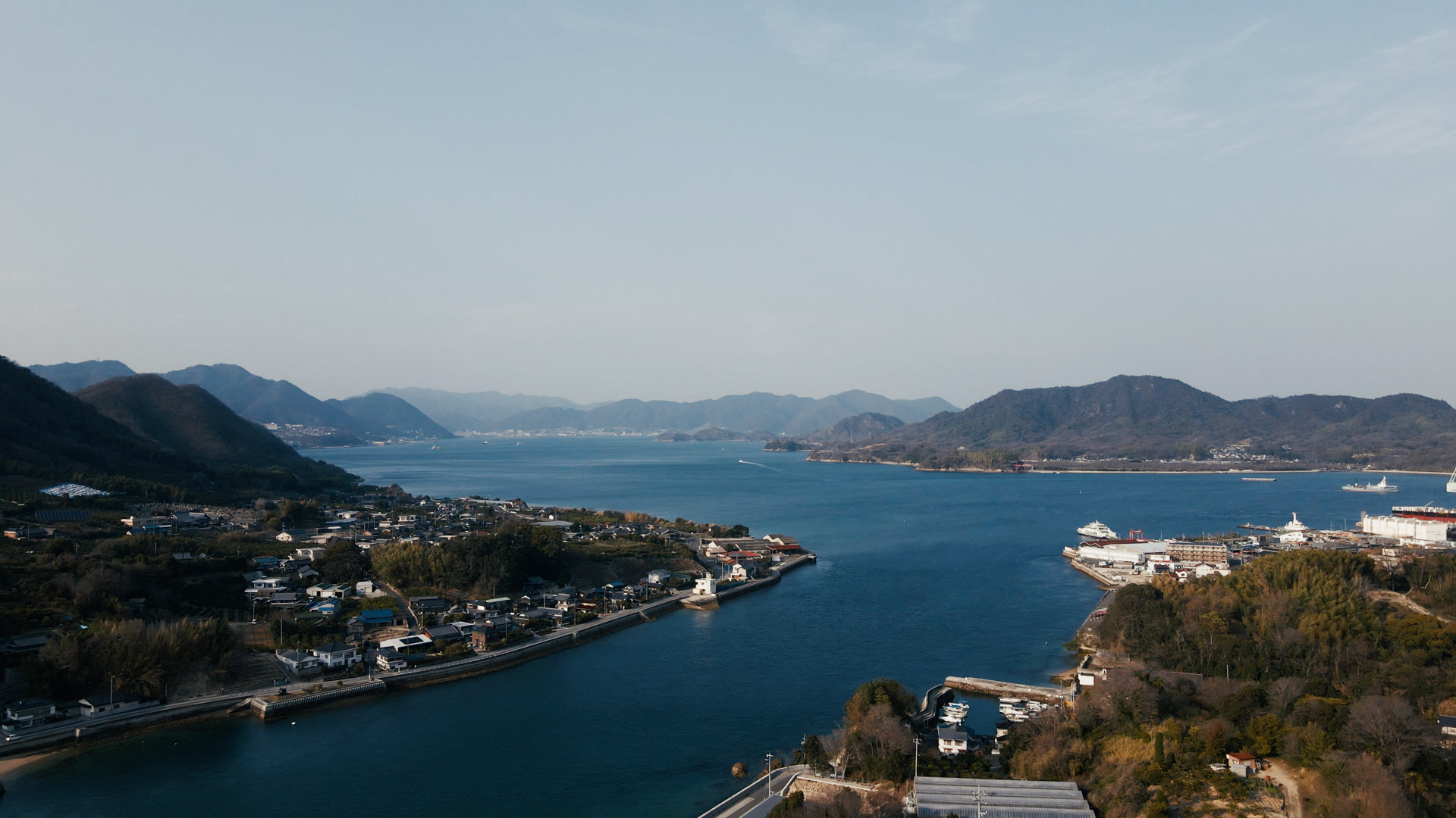 Aerial view of an island in Seto Inland Sea