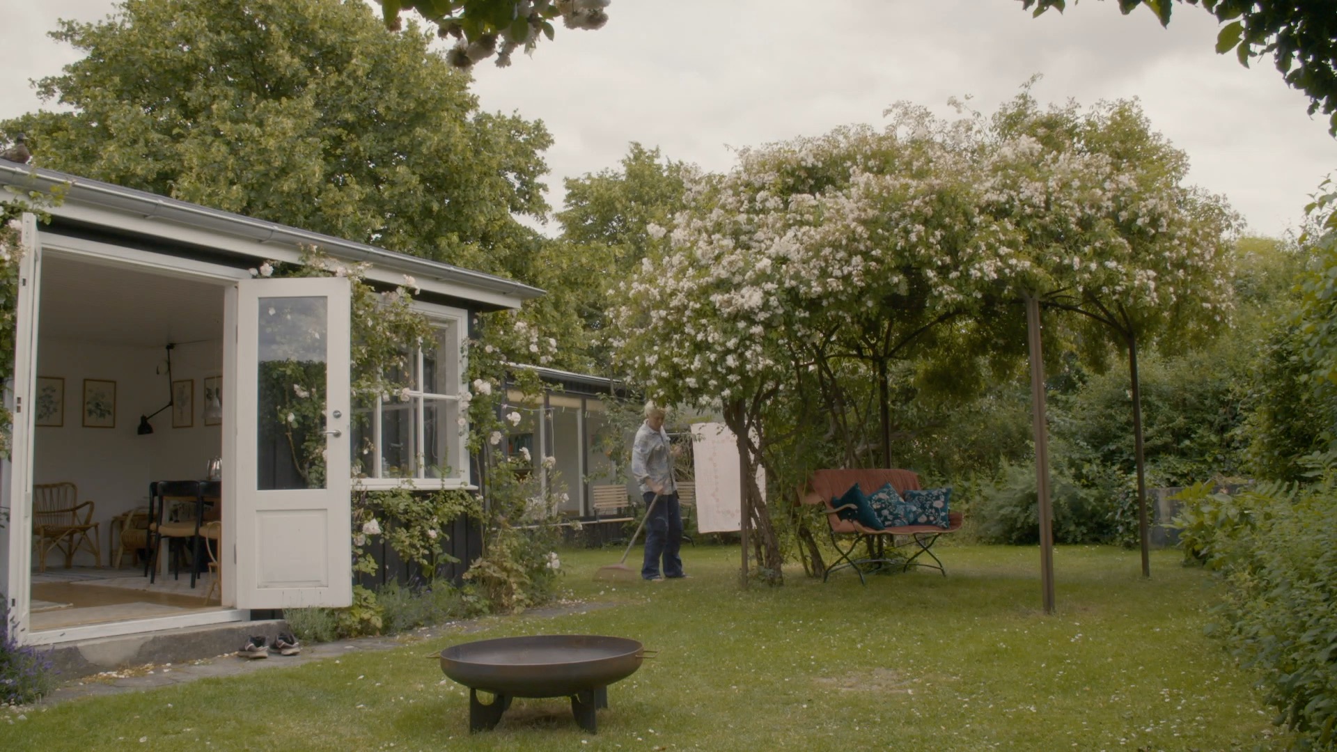A person working in the garden.