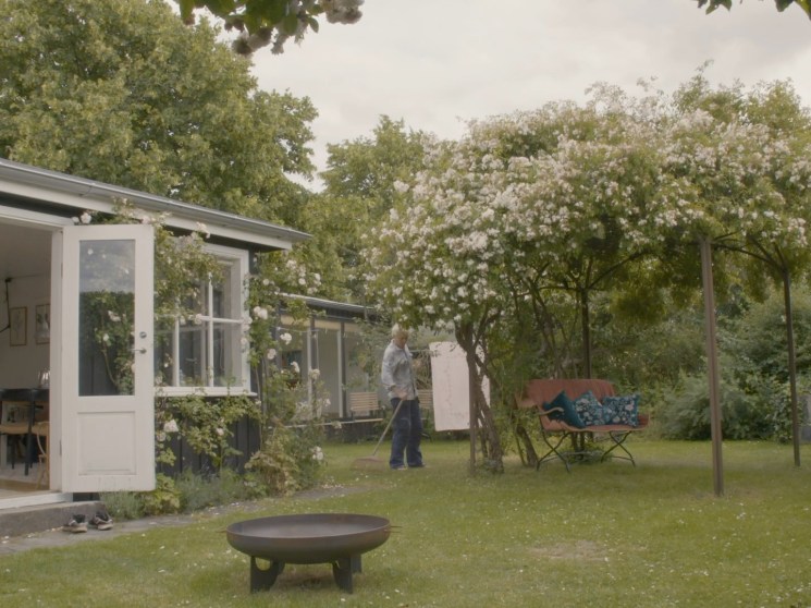 A person working in the garden.