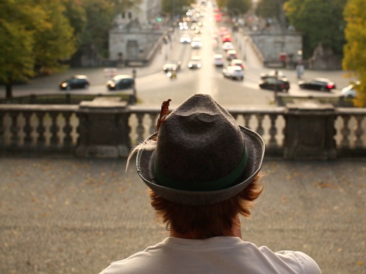 A German man looking looking over the city