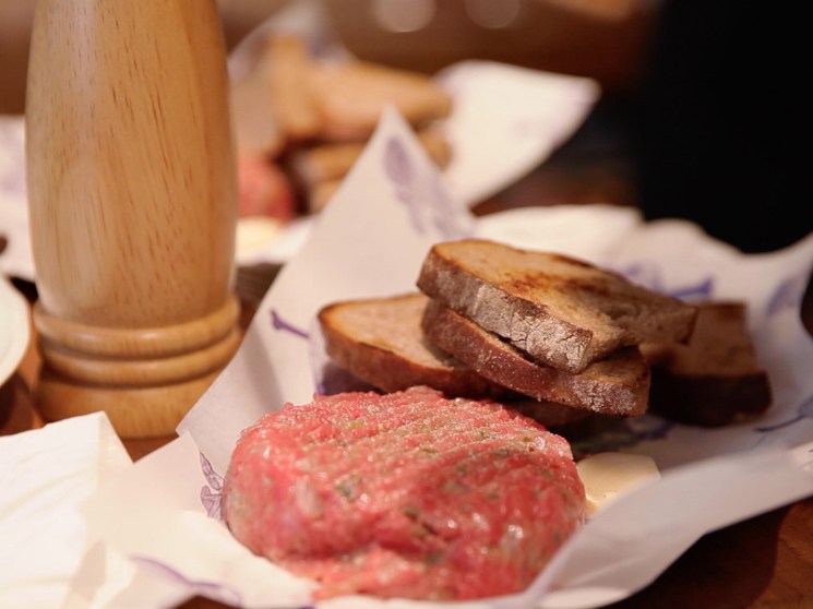 Beef tartare served at Nase maso in Prague.