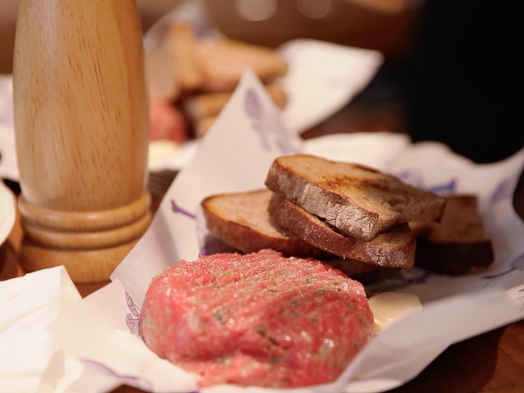 Beef tartare served at Nase maso in Prague.