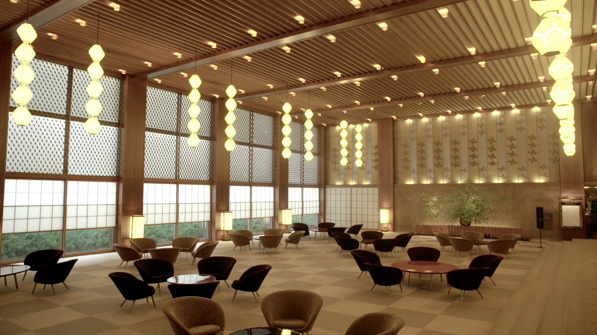 The interior of Okura hotel in Tokyo.