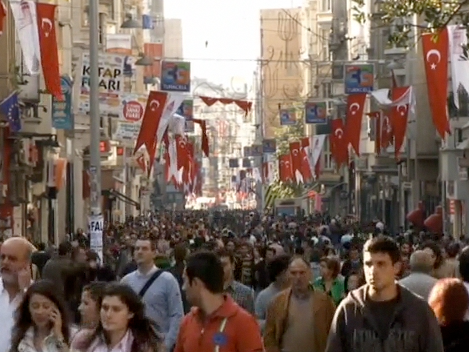 Istanbul crowd on the street