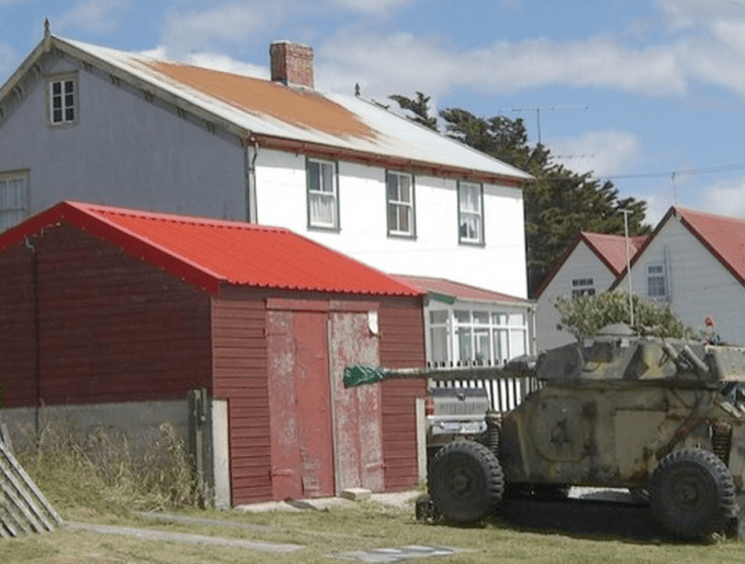 tank and house, Falkland Islands