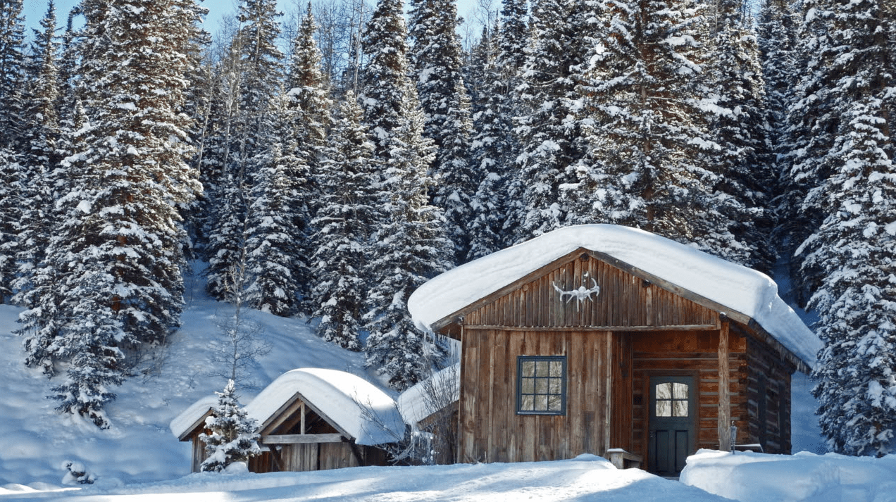 mountain hut in the winter