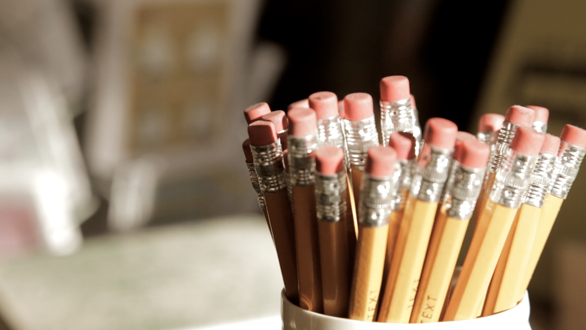 Pencils in a pot.
