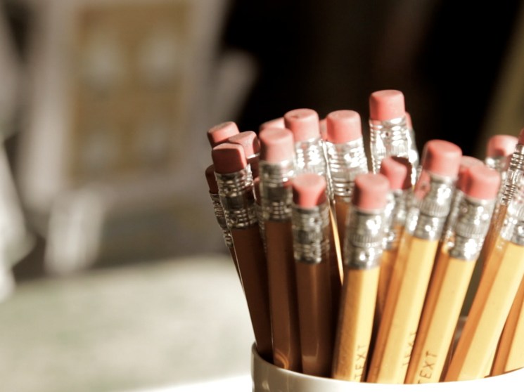 Pencils in a pot.