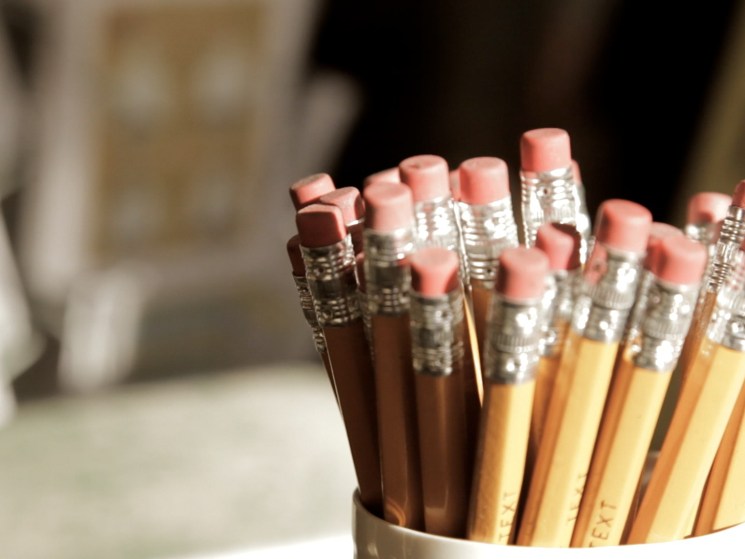Pencils in a pot.