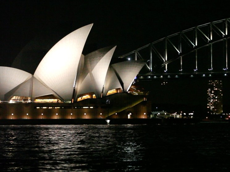 Sydney Opera House at night.
