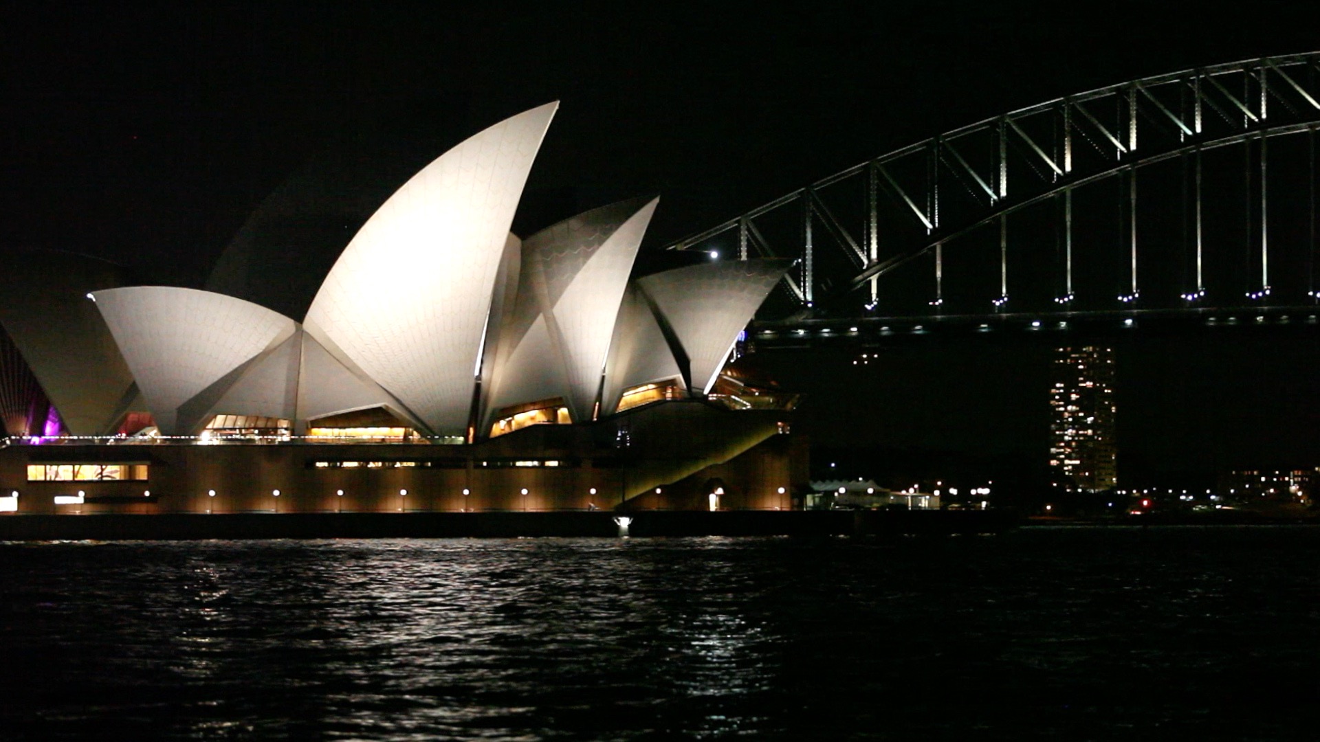 Sydney Opera House at night.