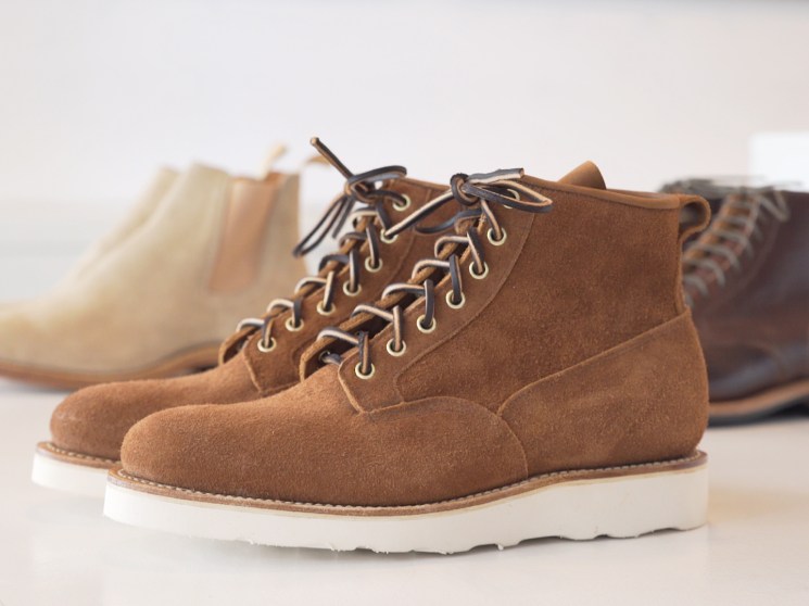 Viberg shoes on display.