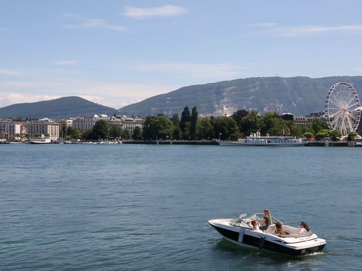 People on a boat in Geneva