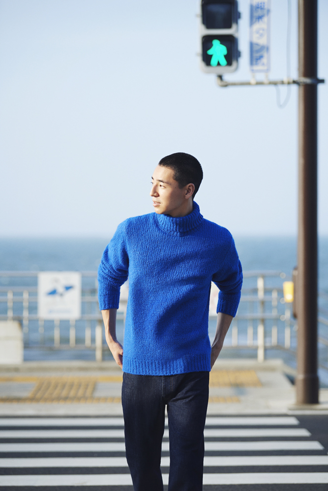 Classic casual styling with rollneck jumper and designer jeans